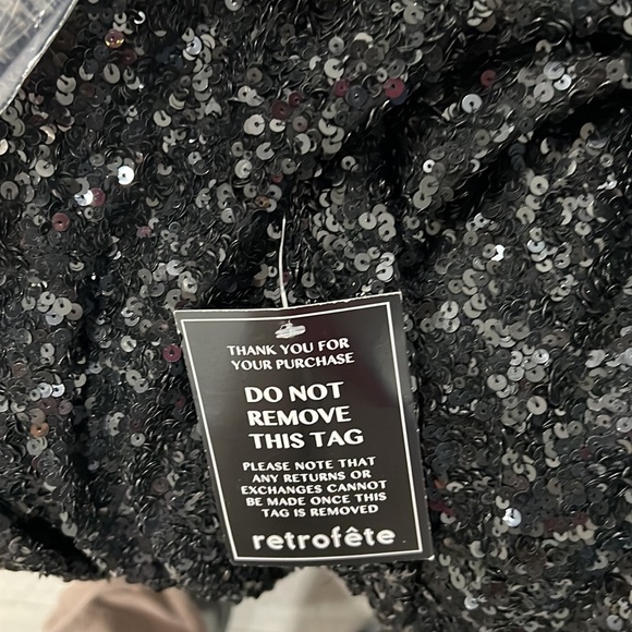 ‼️last call Retrofete Aubrey black sequence mini Long sleeve dress - Picture 7 of 8